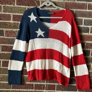 Wooden Ships Red, White, and Blue V-Neck Sweater